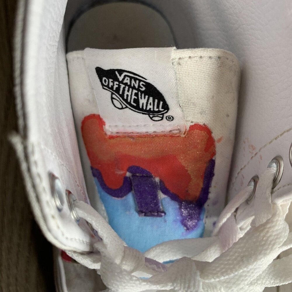 Vans High Top Womans Size 7 Custom Painted Pink Gold Purple Light Blue - Picture 16 of 16